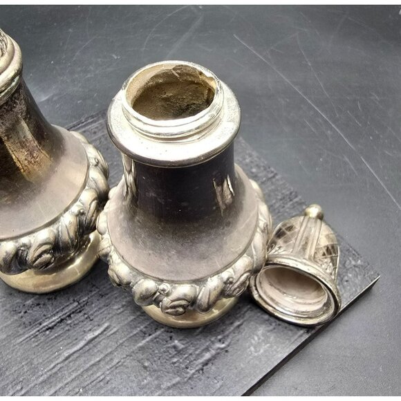 Vintage Silver Plated Salt & Pepper Shakers Ornate Design Removable Lids HS263 - Picture 5 of 7